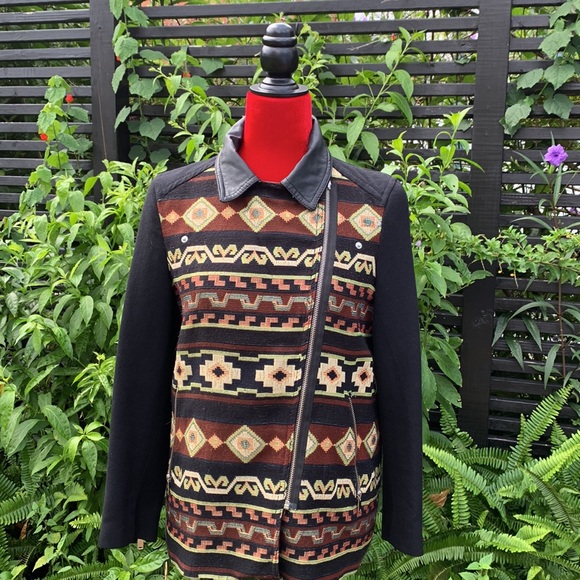 Zara Tapestry Faux Leather Jacket M - Picture 4 of 11